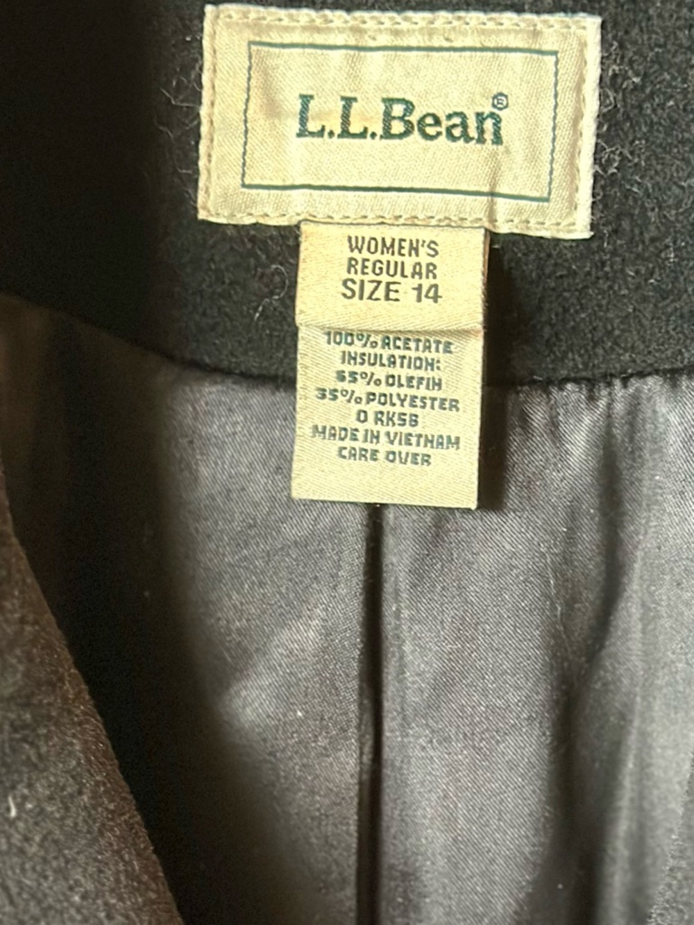 L L Bean Womens Vintage Inspired Blk Dble Breasted Wool Rayon Blend Pea Coat - Picture 3 of 14